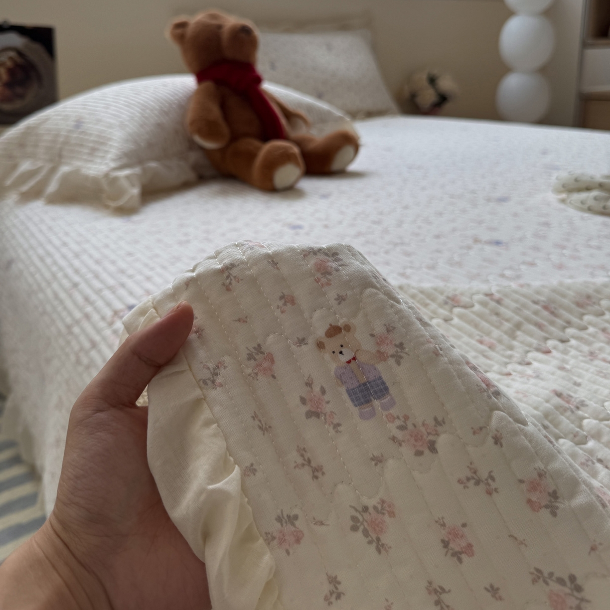 91家纺网 家纺一手货源 找家纺 一加一 2025新款全棉纯棉双层纱田园风单床盖床盖单件单品床盖 钥匙珊瑚