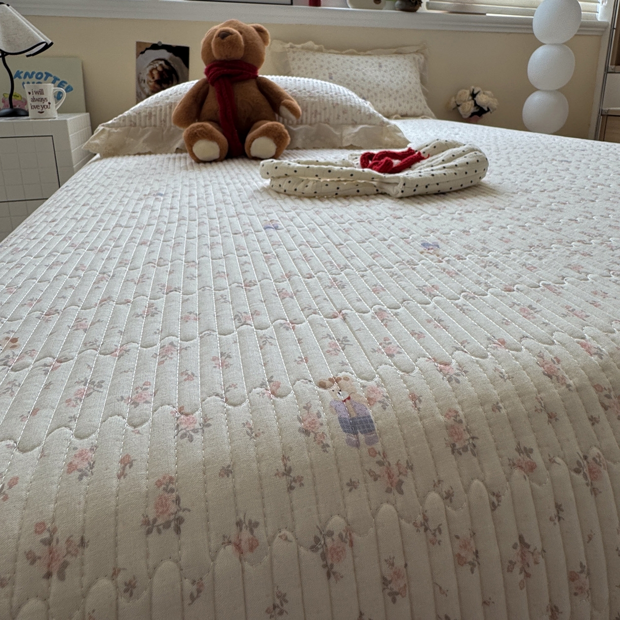 91家纺网 家纺一手货源 找家纺 一加一 2025新款全棉纯棉双层纱田园风单床盖床盖单件单品床盖 钥匙珊瑚