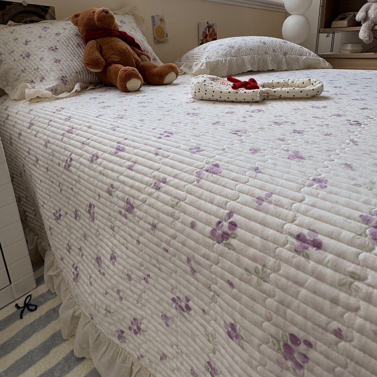 91家纺网 家纺一手货源 找家纺 一加一 2025新款全棉纯棉双层纱田园风单床盖床盖单件单品床盖 莓果雨