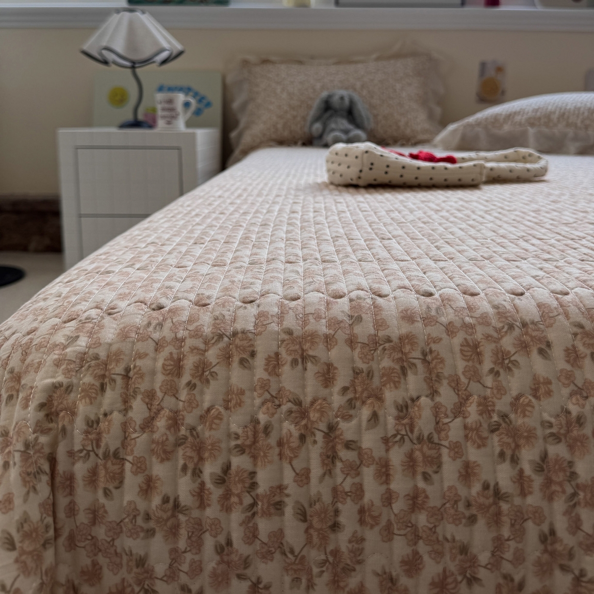 91家纺网 家纺一手货源 找家纺 一加一 2025新款全棉纯棉双层纱田园风单床盖床盖单件单品床盖 秋之寄语