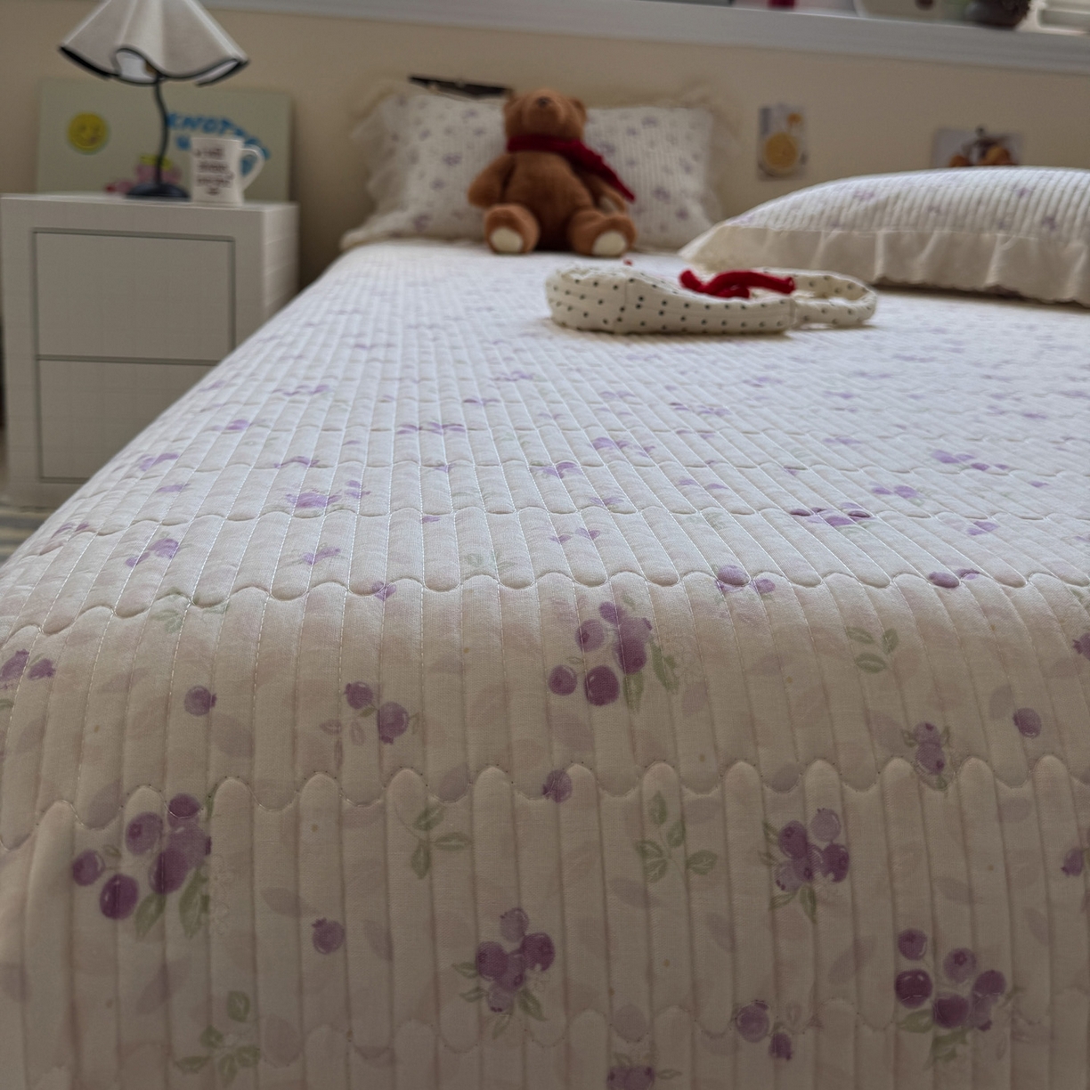 91家纺网 家纺一手货源 找家纺 一加一 2025新款全棉纯棉双层纱田园风单床盖床盖单件单品床盖 莓果雨