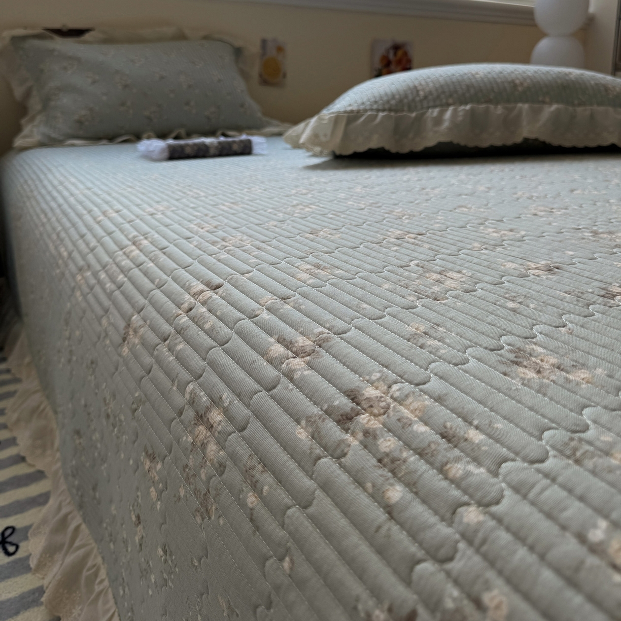 91家纺网 家纺一手货源 找家纺 （总）一加一 2025新款全棉纯棉双层纱田园风单床盖床盖单件单品床盖