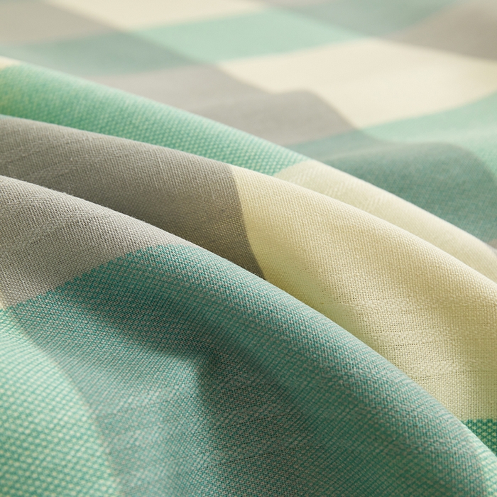 91家纺网 家纺一手货源 找家纺 青泽家纺 2025年新款老粗布床单原棉三枚缎卡老粗布凉席三件套亚麻棉麻床单枕套 绿大格