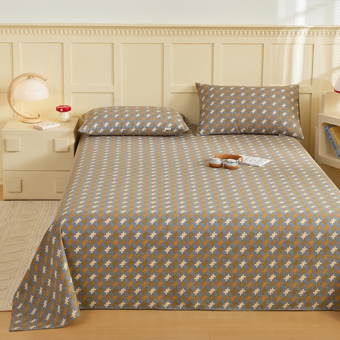 91家纺网 家纺一手货源 找家纺 青泽家纺 2025年新款老粗布床单原棉三枚缎卡老粗布凉席三件套亚麻棉麻床单枕套 迷宫