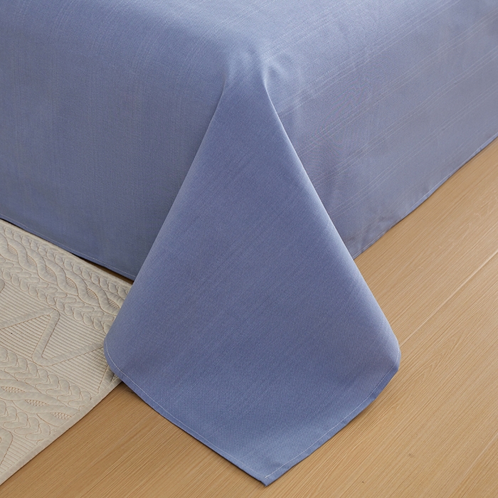 91家纺网 家纺一手货源 找家纺 青泽家纺 2025年新款老粗布床单原棉三枚缎卡老粗布凉席三件套亚麻棉麻床单枕套 深海蓝