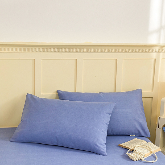 91家纺网 家纺一手货源 找家纺 青泽家纺 2025年新款老粗布床单原棉三枚缎卡老粗布凉席三件套亚麻棉麻床单枕套 深海蓝