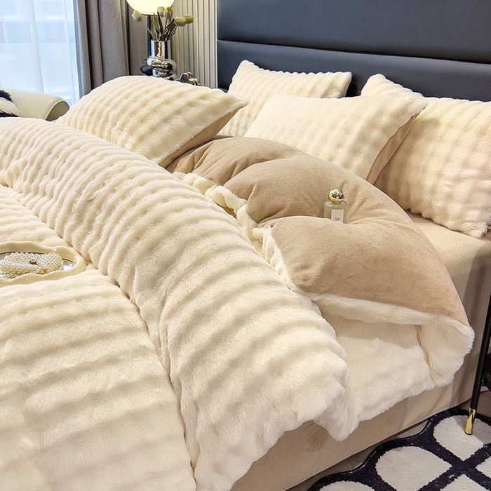 91家纺网 家纺一手货源 找家纺 （总）摩妮卡 2025新款加厚大泡泡兔毛牛奶绒四件套