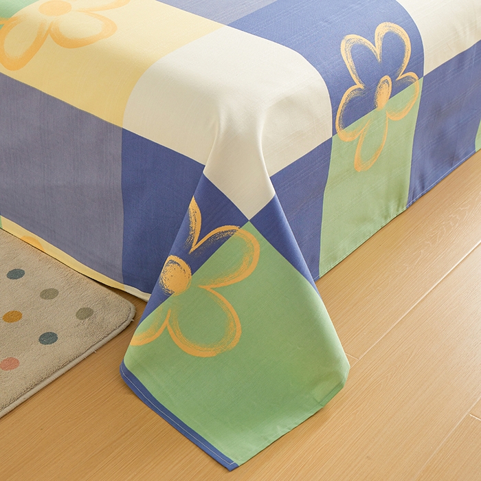 91家纺网 家纺一手货源 找家纺 青泽家纺 2025年新款老粗布床单原棉三枚缎卡老粗布凉席三件套亚麻棉麻床单枕套 时光花语