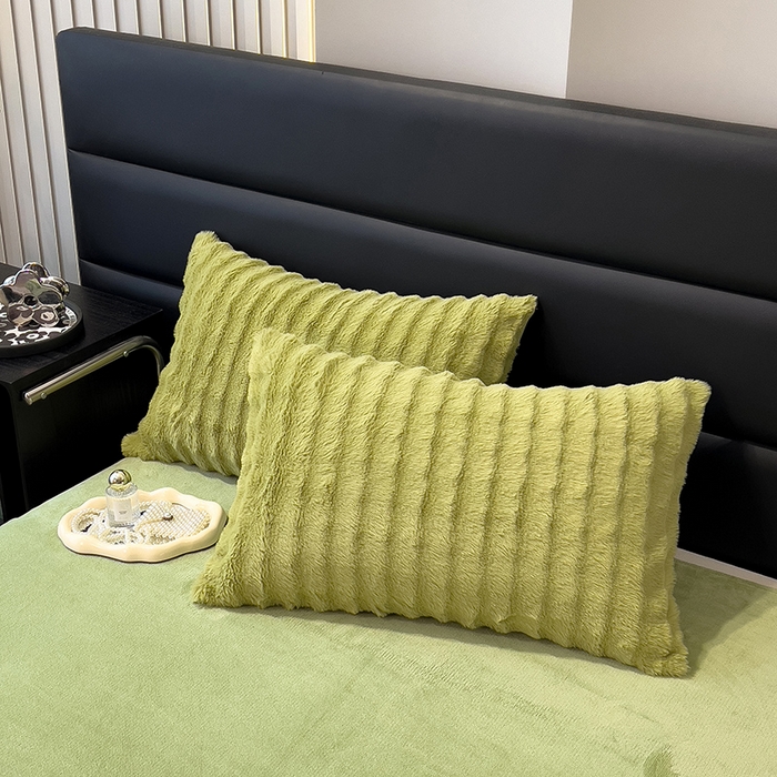 91家纺网 家纺一手货源 找家纺 摩妮卡 2025新款加厚大泡泡兔毛牛奶绒四件套 暗苔绿