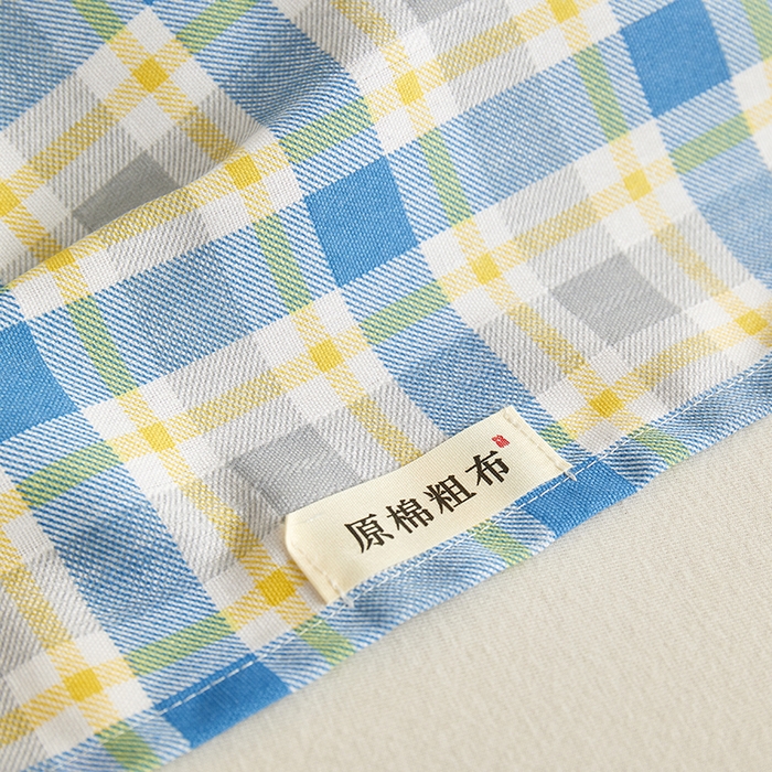 91家纺网 家纺一手货源 找家纺 青泽家纺 2025年新款老粗布床单原棉三枚缎卡老粗布凉席三件套亚麻棉麻床单枕套 小熊彩格