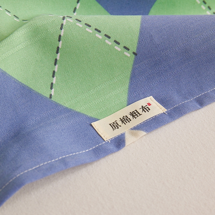 91家纺网 家纺一手货源 找家纺 青泽家纺 2025年新款老粗布床单原棉三枚缎卡老粗布凉席三件套亚麻棉麻床单枕套 小熊棱格