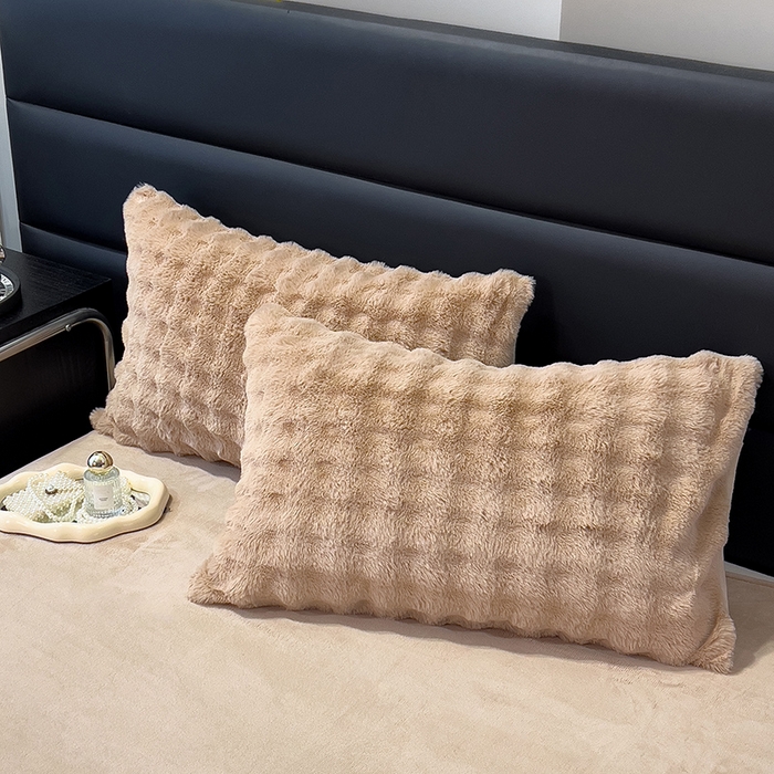 91家纺网 家纺一手货源 找家纺 摩妮卡 2025新款加厚大泡泡兔毛牛奶绒四件套 伽罗咖