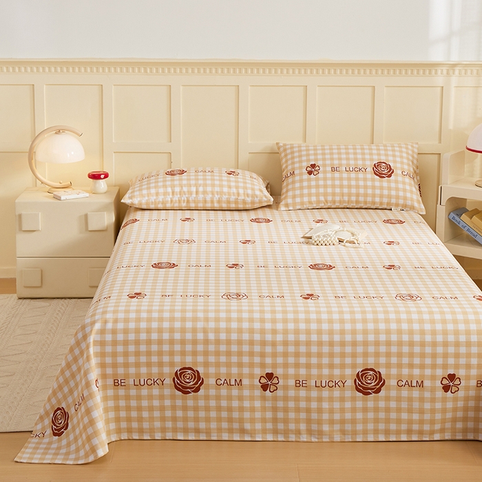 91家纺网 家纺一手货源 找家纺 青泽家纺 2025年新款老粗布床单原棉三枚缎卡老粗布凉席三件套亚麻棉麻床单枕套 幸运格