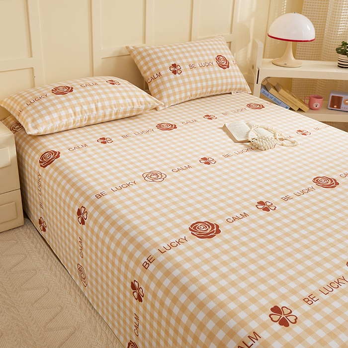 91家纺网 家纺一手货源 找家纺 青泽家纺 2025年新款老粗布床单原棉三枚缎卡老粗布凉席三件套亚麻棉麻床单枕套 幸运格