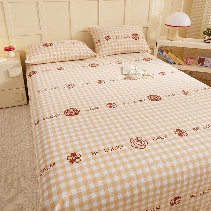 91家纺网 家纺一手货源 找家纺 青泽家纺 2025年新款老粗布床单原棉三枚缎卡老粗布凉席三件套亚麻棉麻床单枕套 幸运格