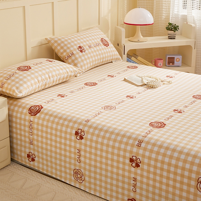 91家纺网 家纺一手货源 找家纺 青泽家纺 2025年新款老粗布床单原棉三枚缎卡老粗布凉席三件套亚麻棉麻床单枕套 幸运格