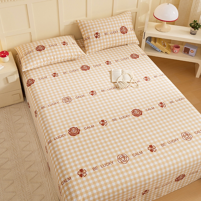 91家纺网 家纺一手货源 找家纺 青泽家纺 2025年新款老粗布床单原棉三枚缎卡老粗布凉席三件套亚麻棉麻床单枕套 幸运格