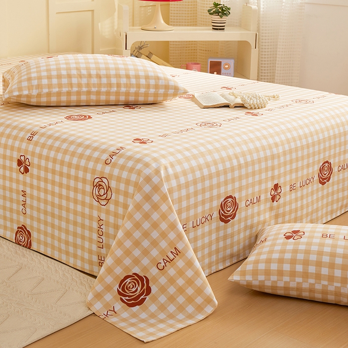 91家纺网 家纺一手货源 找家纺 青泽家纺 2025年新款老粗布床单原棉三枚缎卡老粗布凉席三件套亚麻棉麻床单枕套 幸运格