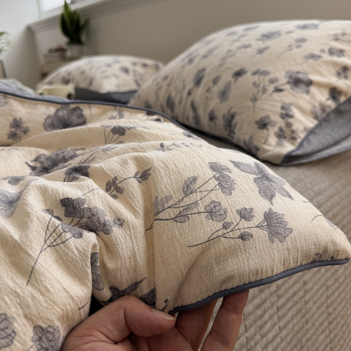 91家纺网 家纺一手货源 找家纺 （总）一加一 2025新款双层纱印花大豆抗菌冬被被子被芯