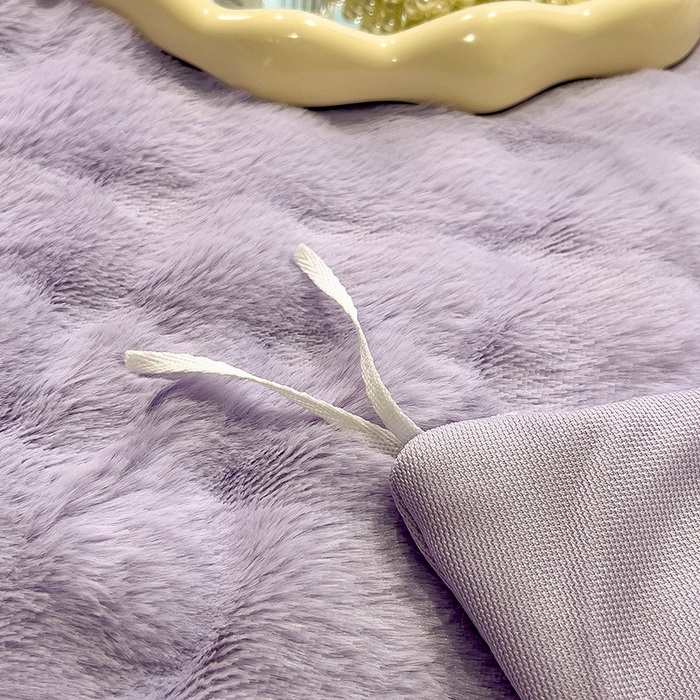 91家纺网 家纺一手货源 找家纺 摩妮卡 2025新款加厚大泡泡兔毛牛奶绒四件套 槿紫