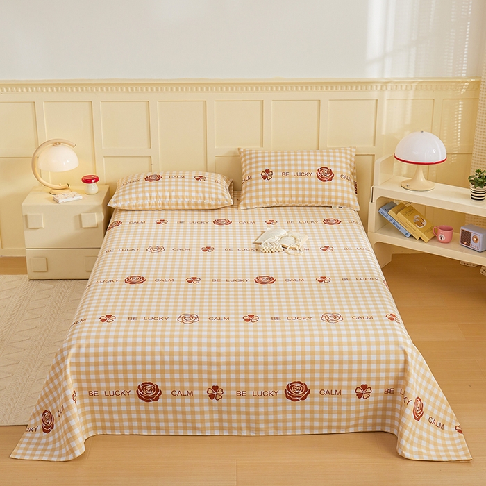 91家纺网 家纺一手货源 找家纺 青泽家纺 2025年新款老粗布床单原棉三枚缎卡老粗布凉席三件套亚麻棉麻床单枕套 幸运格