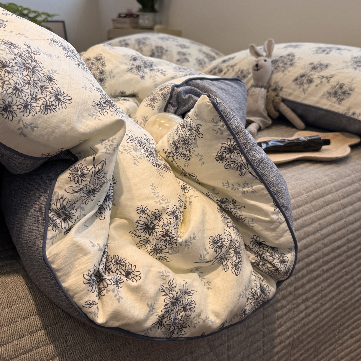 91家纺网 家纺一手货源 找家纺 一加一 2025新款双层纱印花大豆抗菌冬被被子被芯 云缦