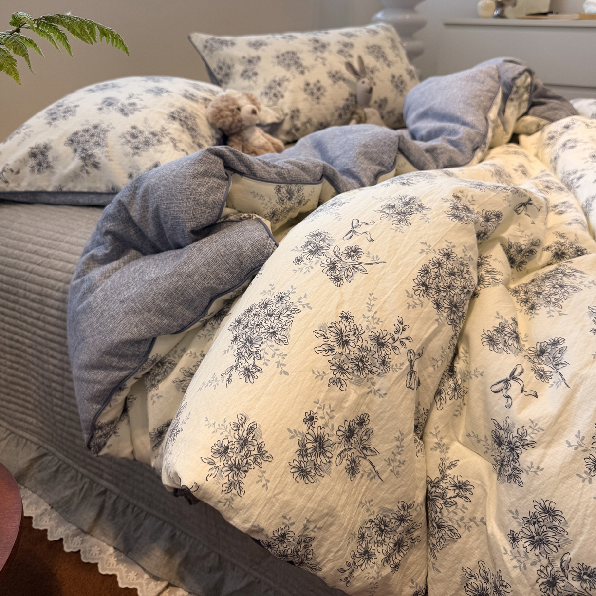 91家纺网 家纺一手货源 找家纺 一加一 2025新款双层纱印花大豆抗菌冬被被子被芯 云缦