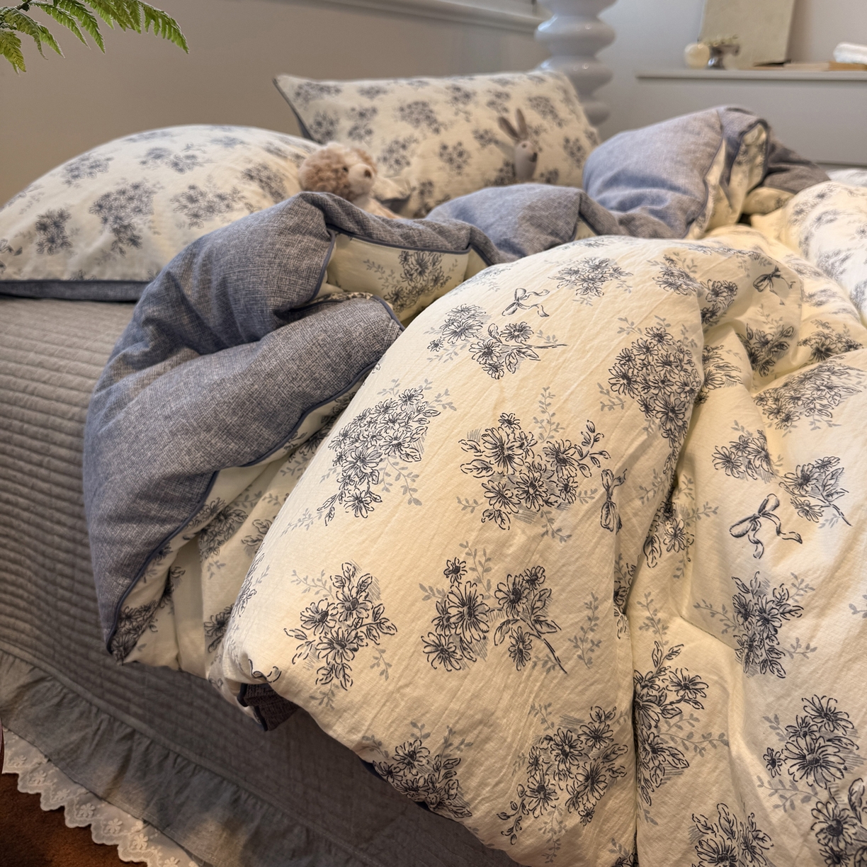 91家纺网 家纺一手货源 找家纺 一加一 2025新款双层纱印花大豆抗菌冬被被子被芯 云缦