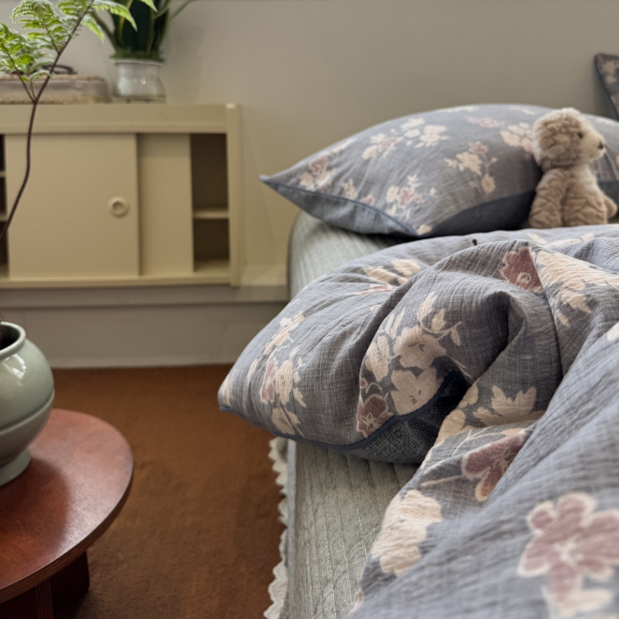 91家纺网 家纺一手货源 找家纺 一加一 2025新款双层纱印花大豆抗菌冬被被子被芯 晴云