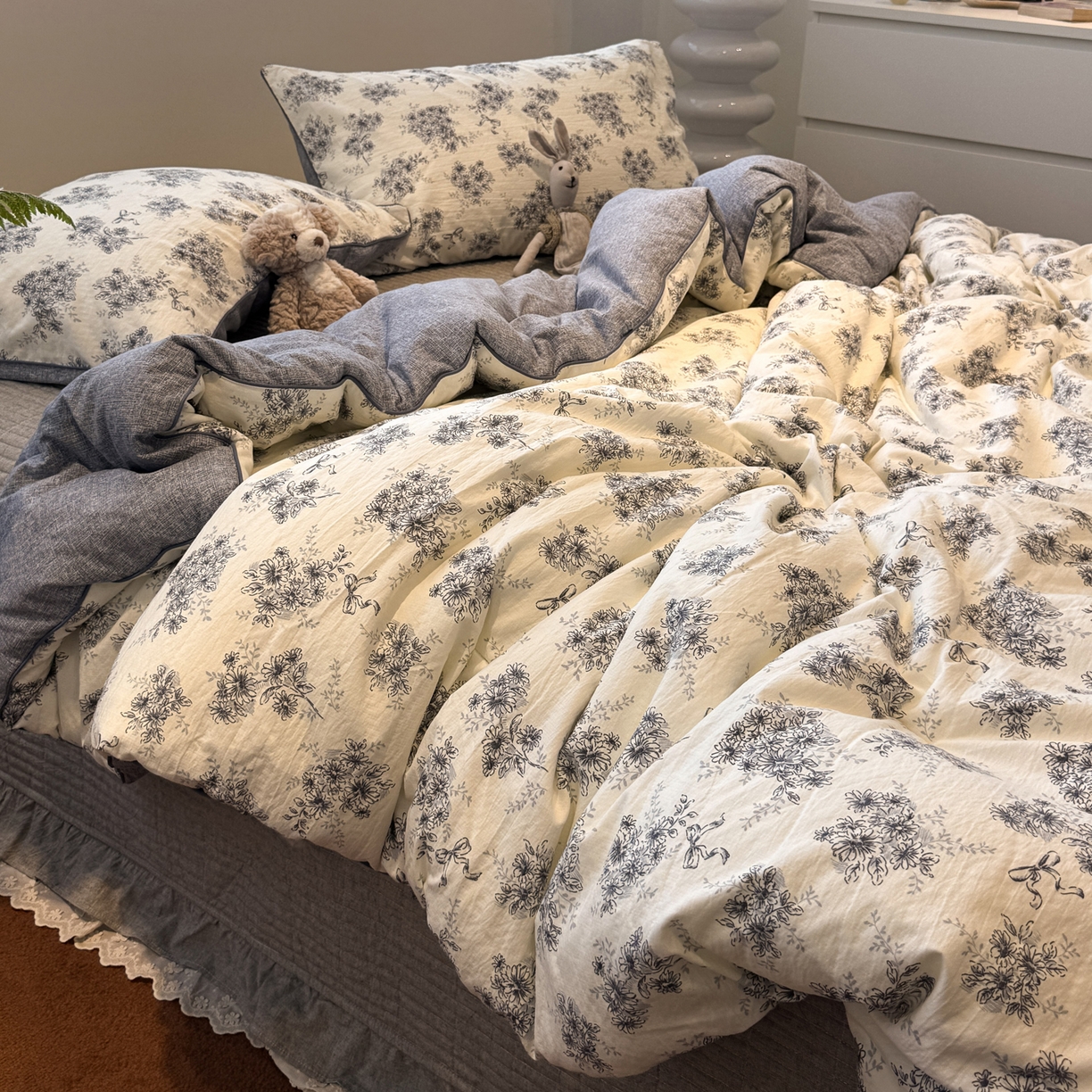 91家纺网 家纺一手货源 找家纺 一加一 2025新款双层纱印花大豆抗菌冬被被子被芯 云缦