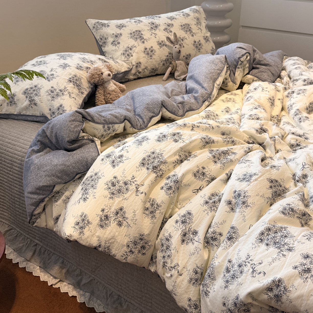 91家纺网 家纺一手货源 找家纺 一加一 2025新款双层纱印花大豆抗菌冬被被子被芯 云缦