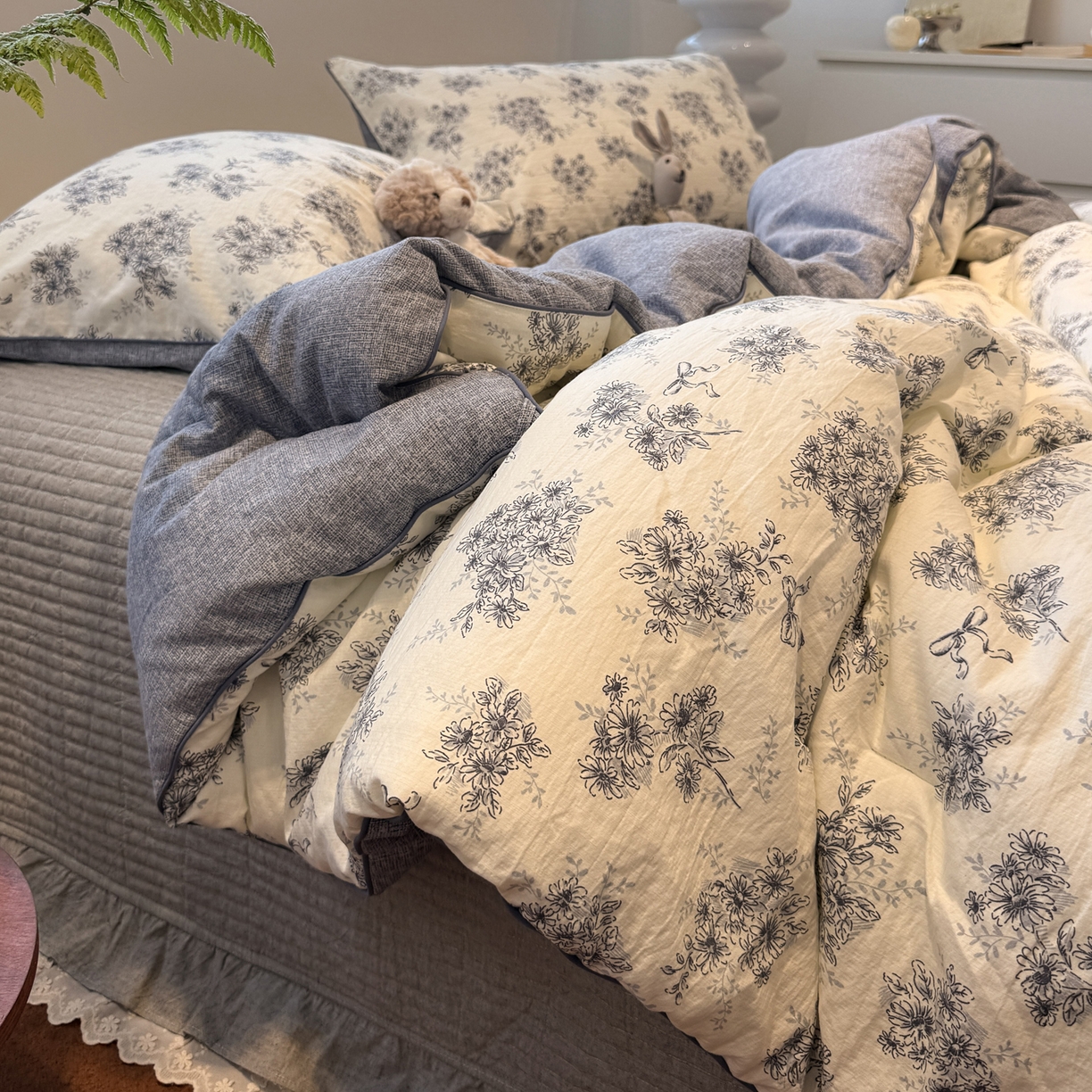 91家纺网 家纺一手货源 找家纺 一加一 2025新款双层纱印花大豆抗菌冬被被子被芯 云缦