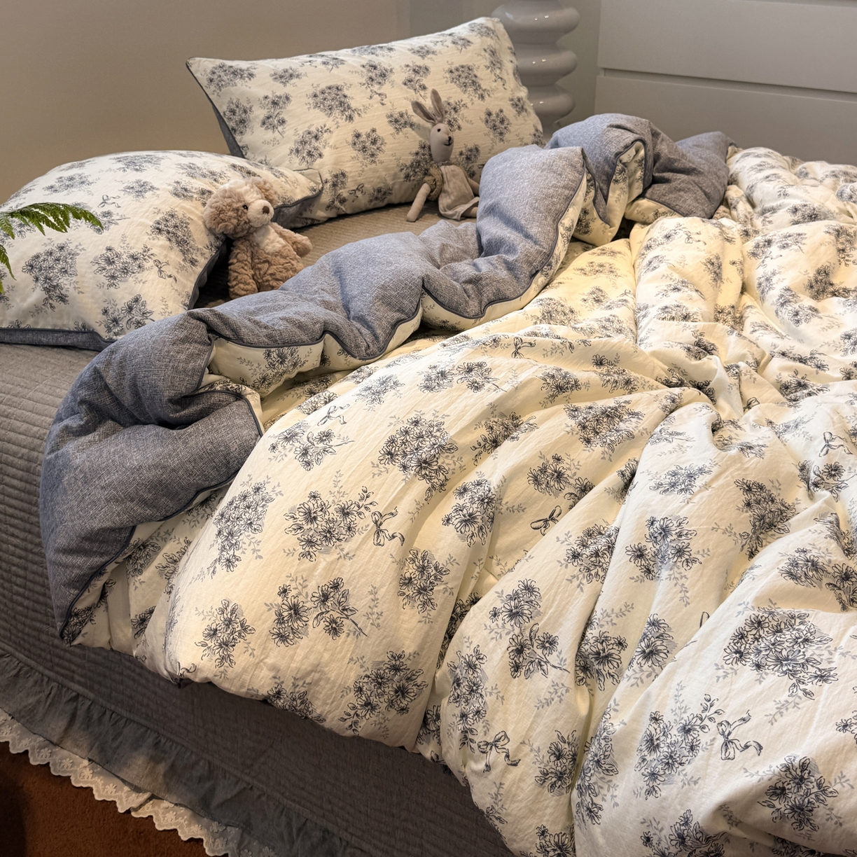 91家纺网 家纺一手货源 找家纺 一加一 2025新款双层纱印花大豆抗菌冬被被子被芯 云缦