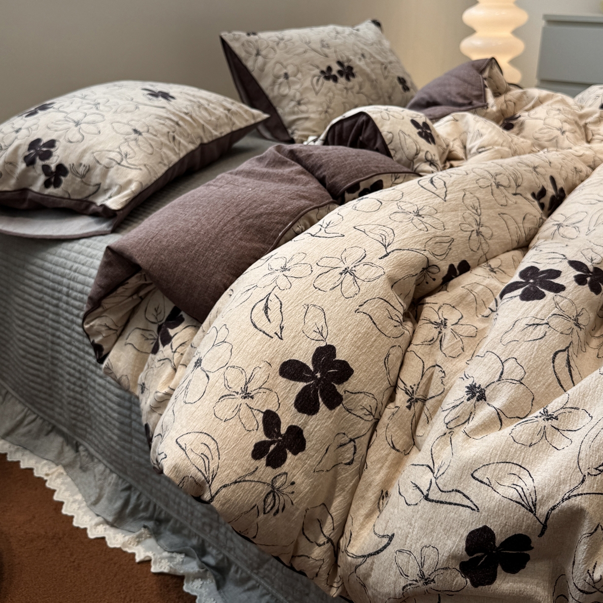 91家纺网 家纺一手货源 找家纺 一加一 2025新款双层纱印花大豆抗菌冬被被子被芯 织意