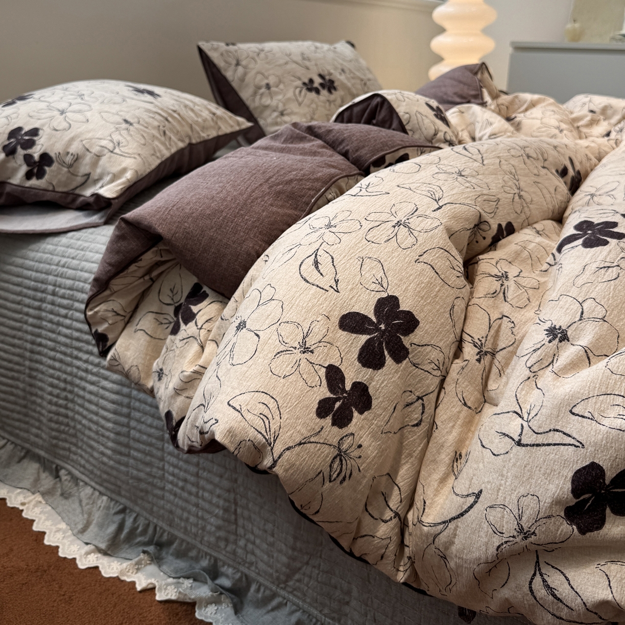 91家纺网 家纺一手货源 找家纺 一加一 2025新款双层纱印花大豆抗菌冬被被子被芯 织意