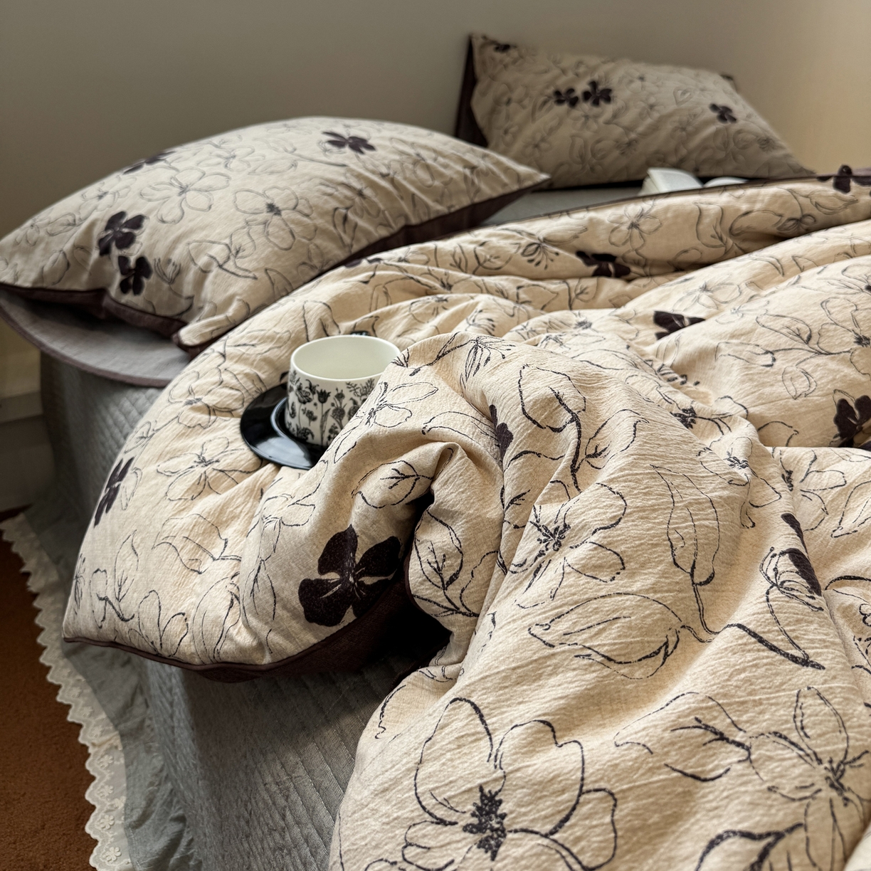 91家纺网 家纺一手货源 找家纺 一加一 2025新款双层纱印花大豆抗菌冬被被子被芯 织意