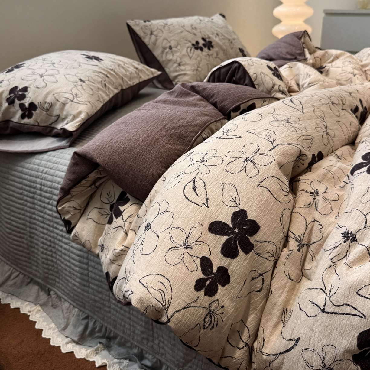 91家纺网 家纺一手货源 找家纺 一加一 2025新款双层纱印花大豆抗菌冬被被子被芯 织意