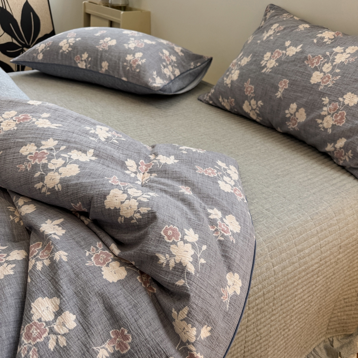 91家纺网 家纺一手货源 找家纺 一加一 2025新款双层纱印花大豆抗菌冬被被子被芯 晴云