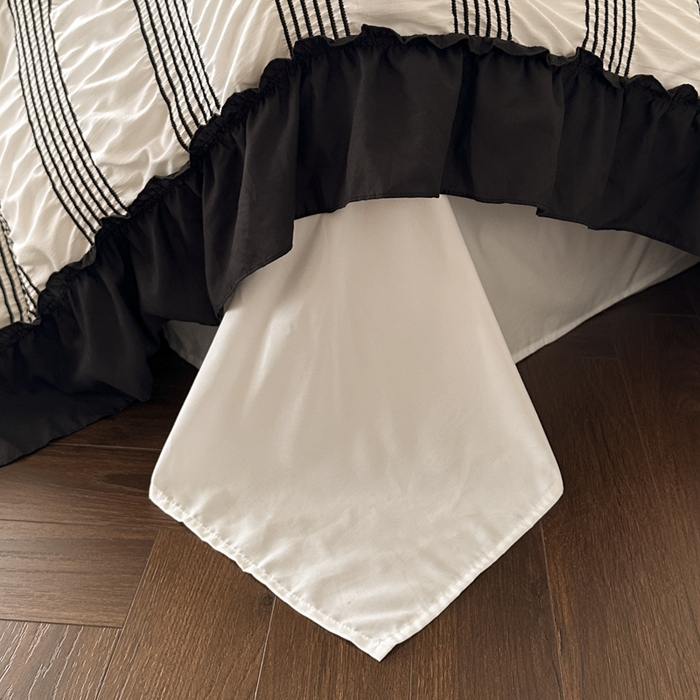 91家纺网 家纺一手货源 找家纺 （总）千希家纺 2025新款色织提花条纹泡泡纱四件套-莫奈庄园