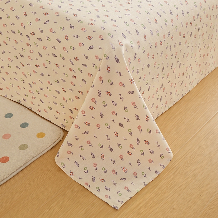 91家纺网 家纺一手货源 找家纺 青泽家纺 2025年新款老粗布床单原棉三枚缎卡老粗布凉席三件套亚麻棉麻床单枕套 絮语