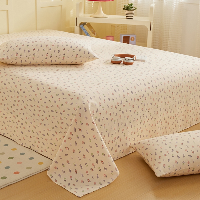 91家纺网 家纺一手货源 找家纺 青泽家纺 2025年新款老粗布床单原棉三枚缎卡老粗布凉席三件套亚麻棉麻床单枕套 絮语