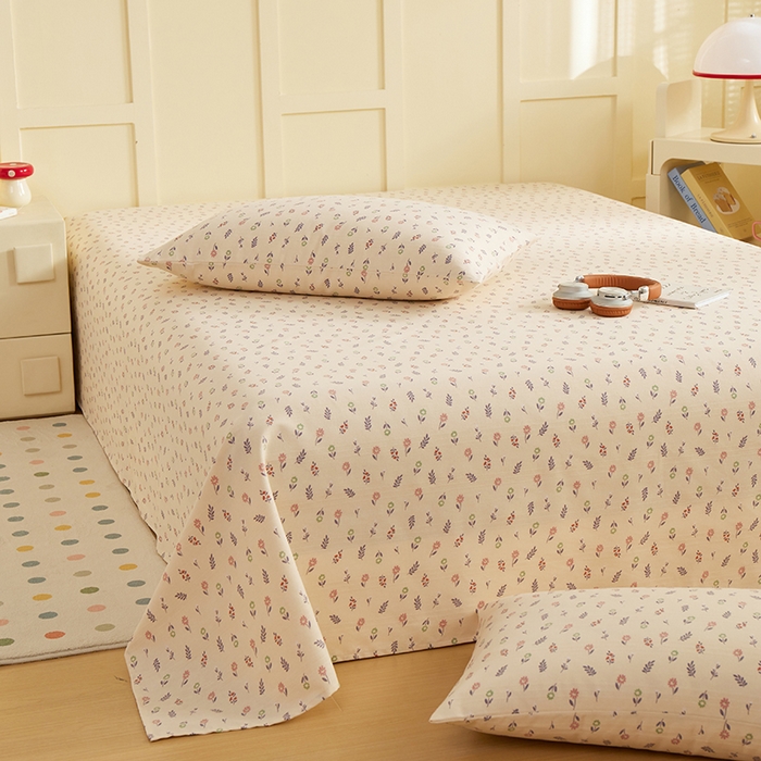 91家纺网 家纺一手货源 找家纺 青泽家纺 2025年新款老粗布床单原棉三枚缎卡老粗布凉席三件套亚麻棉麻床单枕套 絮语