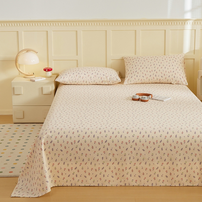 91家纺网 家纺一手货源 找家纺 青泽家纺 2025年新款老粗布床单原棉三枚缎卡老粗布凉席三件套亚麻棉麻床单枕套 絮语