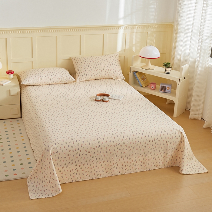 91家纺网 家纺一手货源 找家纺 青泽家纺 2025年新款老粗布床单原棉三枚缎卡老粗布凉席三件套亚麻棉麻床单枕套 絮语