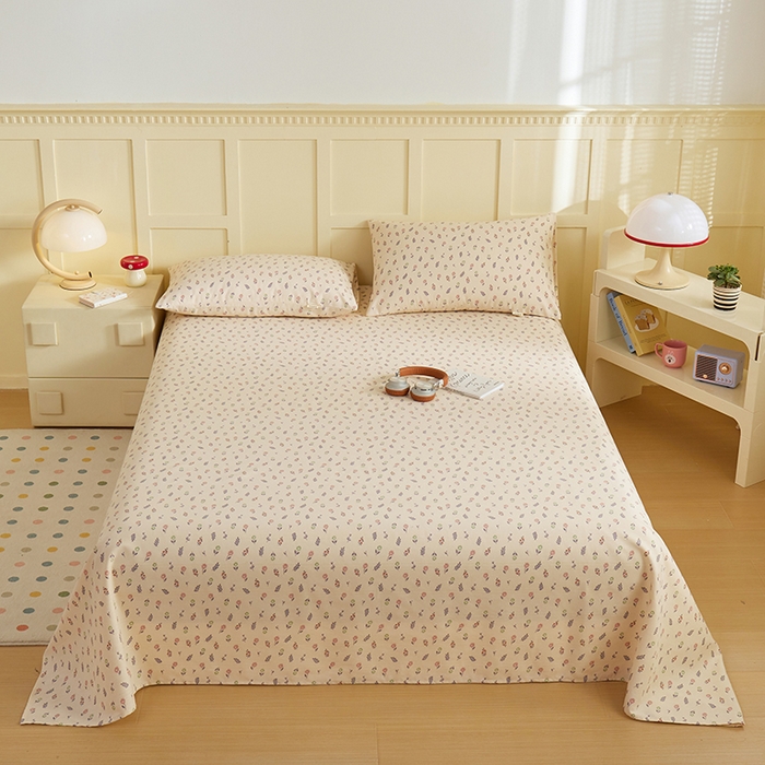 91家纺网 家纺一手货源 找家纺 青泽家纺 2025年新款老粗布床单原棉三枚缎卡老粗布凉席三件套亚麻棉麻床单枕套 絮语