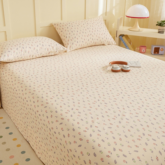 91家纺网 家纺一手货源 找家纺 青泽家纺 2025年新款老粗布床单原棉三枚缎卡老粗布凉席三件套亚麻棉麻床单枕套 絮语