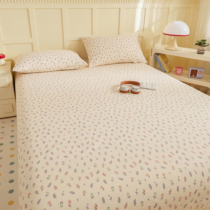 91家纺网 家纺一手货源 找家纺 青泽家纺 2025年新款老粗布床单原棉三枚缎卡老粗布凉席三件套亚麻棉麻床单枕套 絮语