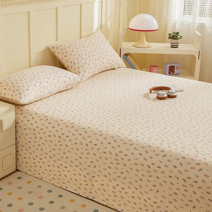 91家纺网 家纺一手货源 找家纺 青泽家纺 2025年新款老粗布床单原棉三枚缎卡老粗布凉席三件套亚麻棉麻床单枕套 絮语