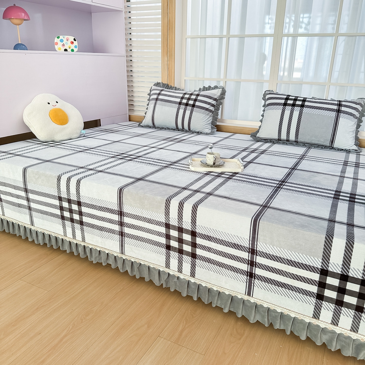 91家纺网 家纺一手货源 找家纺 手艺人家纺 2025新款宝宝绒复合牛奶绒炕盖 JHK32