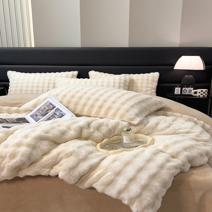 91家纺网 家纺一手货源 找家纺 （总）摩妮卡 2025新款加厚大泡泡兔毛牛奶绒四件套